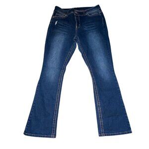 Faded Glory Bootcut Slightly Distressed Denim Jeans-Blue-Size 16A-GUC